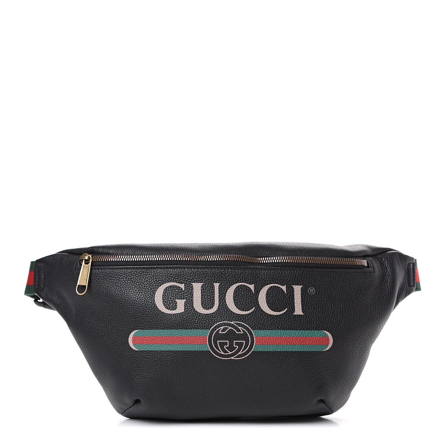 Gucci Grained Calfskin Logo Belt Bag Black 1 of 9