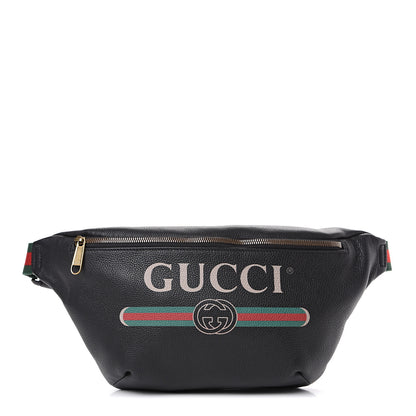 Gucci Grained Calfskin Logo Belt Bag Black 1 of 9