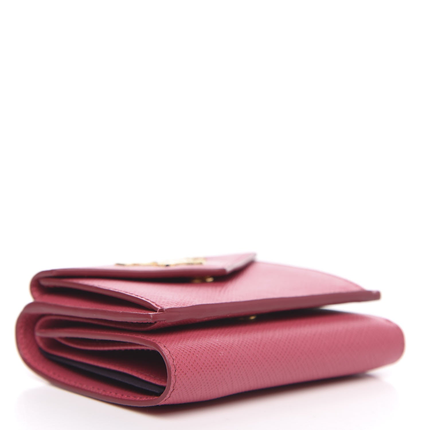 Prada Saffiano Metal Small Tri-Fold Wallet Peonia 4 of 6