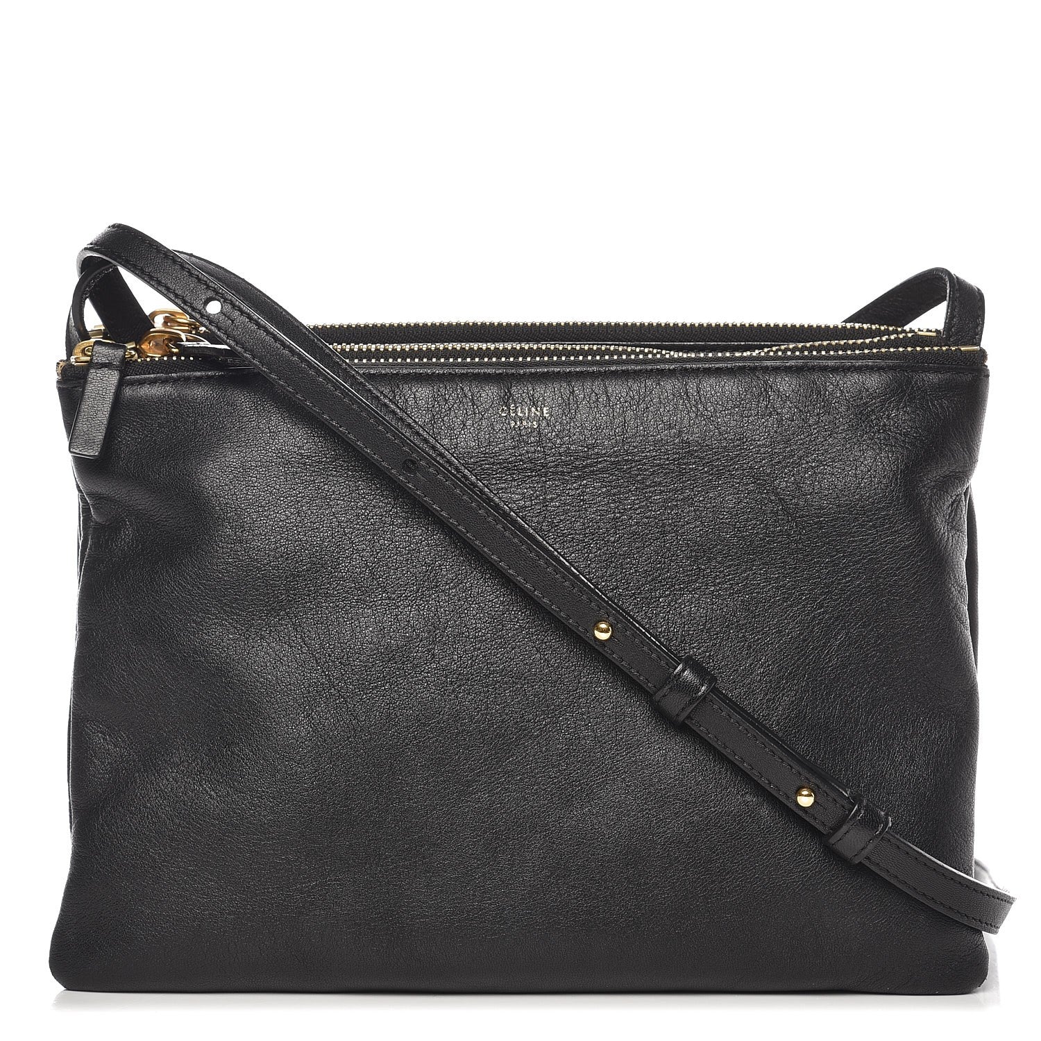 Celine Lambskin Large Trio Crossbody Bag Black 1 of 7