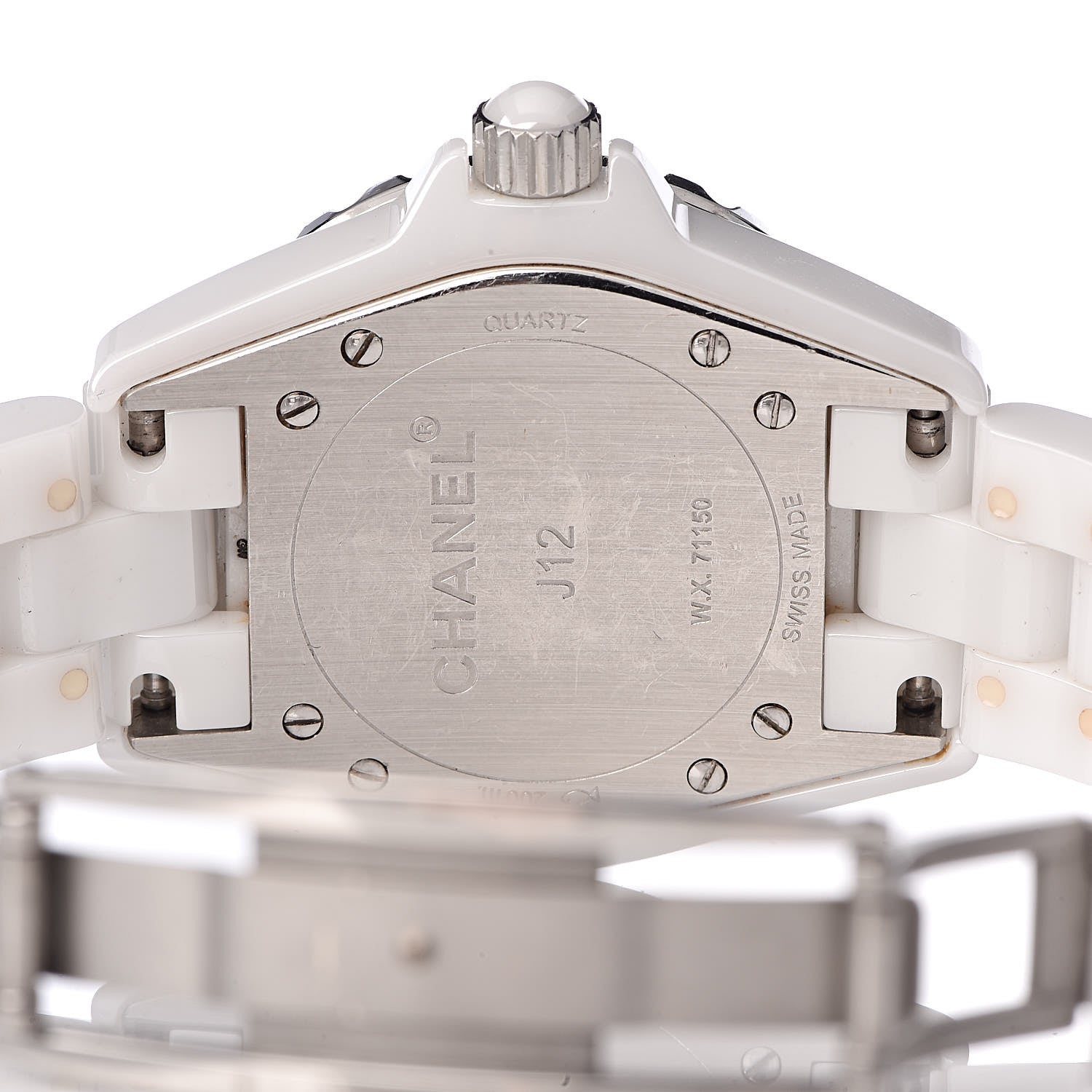 Chanel Stainless Steel Ceramic Diamond 33mm J12 Quartz Watch White 6 of 6