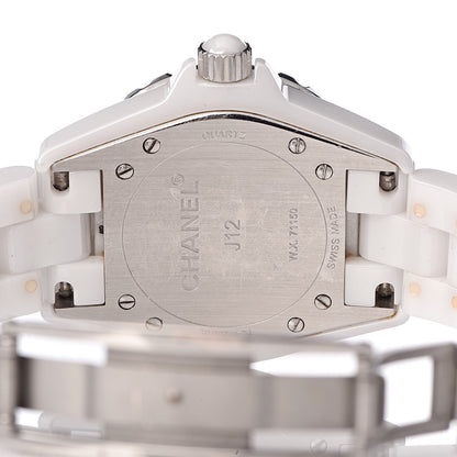 Chanel Stainless Steel Ceramic Diamond 33mm J12 Quartz Watch White 6 of 6