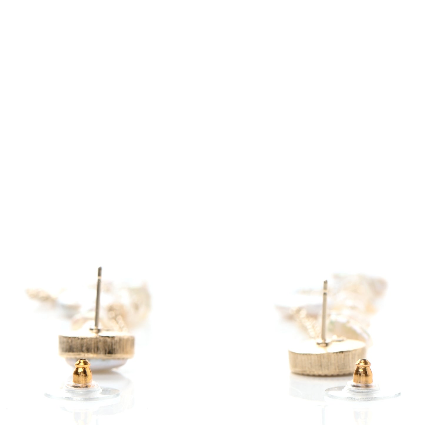 Crystal Mother of Pearl CC Star Dangle Earrings Gold