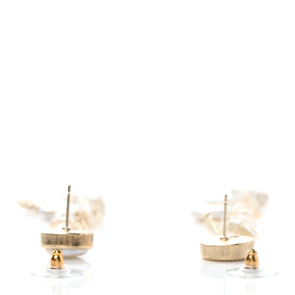 Chanel Crystal Mother of Pearl CC Star Dangle Earrings Gold 3 of 4