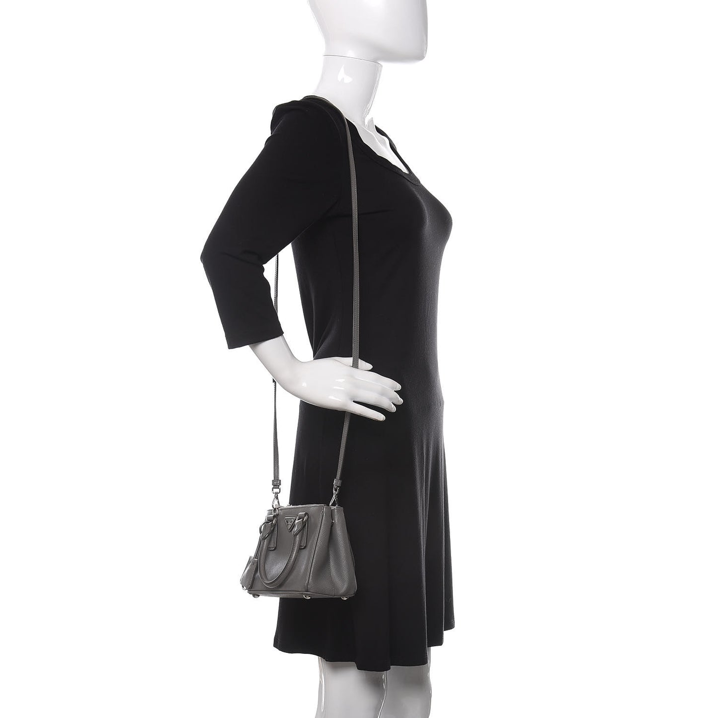 Saffiano Micro Galleria Double Zip Tote Marmo