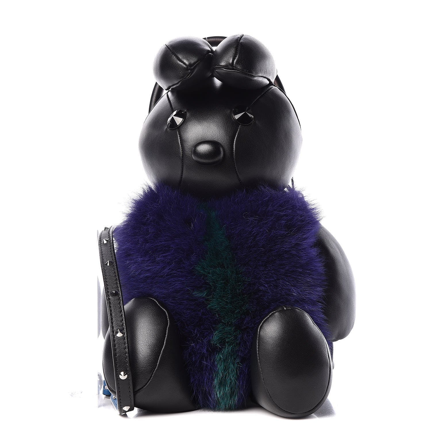 MCM Calfskin Fox Fur Rabbit Zoo Doll Crossbody Black 1 of 10
