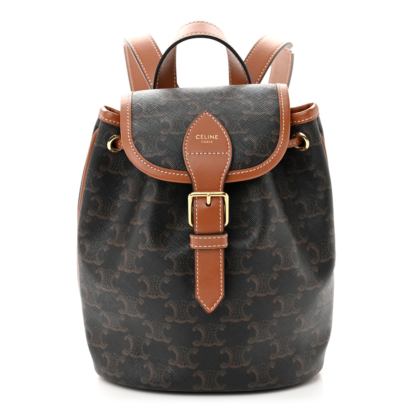 Triomphe Canvas Calfskin Mini Folco Backpack Tan