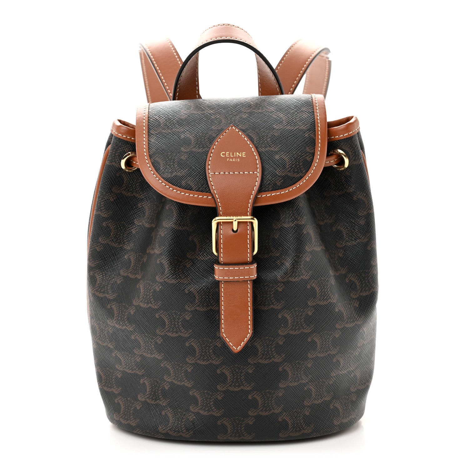 Celine Triomphe Canvas Calfskin Mini Folco Backpack Tan 1 of 8