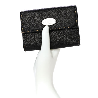Fendi Calfskin Romano Selleria Tri-Fold Wallet Black 2 of 17
