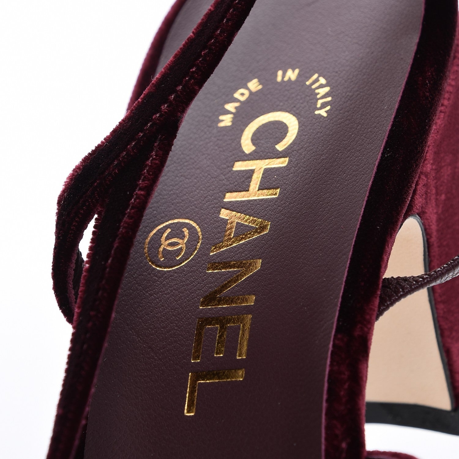 Chanel Velour Cap Toe CC Slingback Pumps 38 Burgundy Black 7 of 9