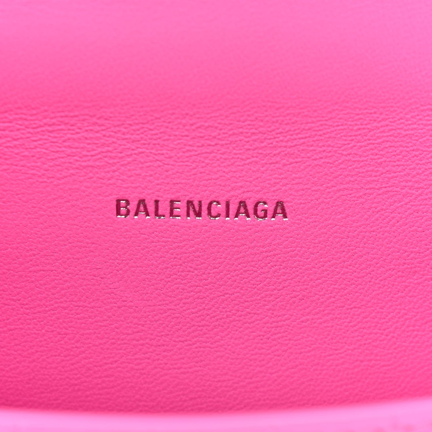 Balenciaga Shiny Calfskin Crocodile Embossed Hourglass Top Handle Bag XS Neon Pink 8 of 12