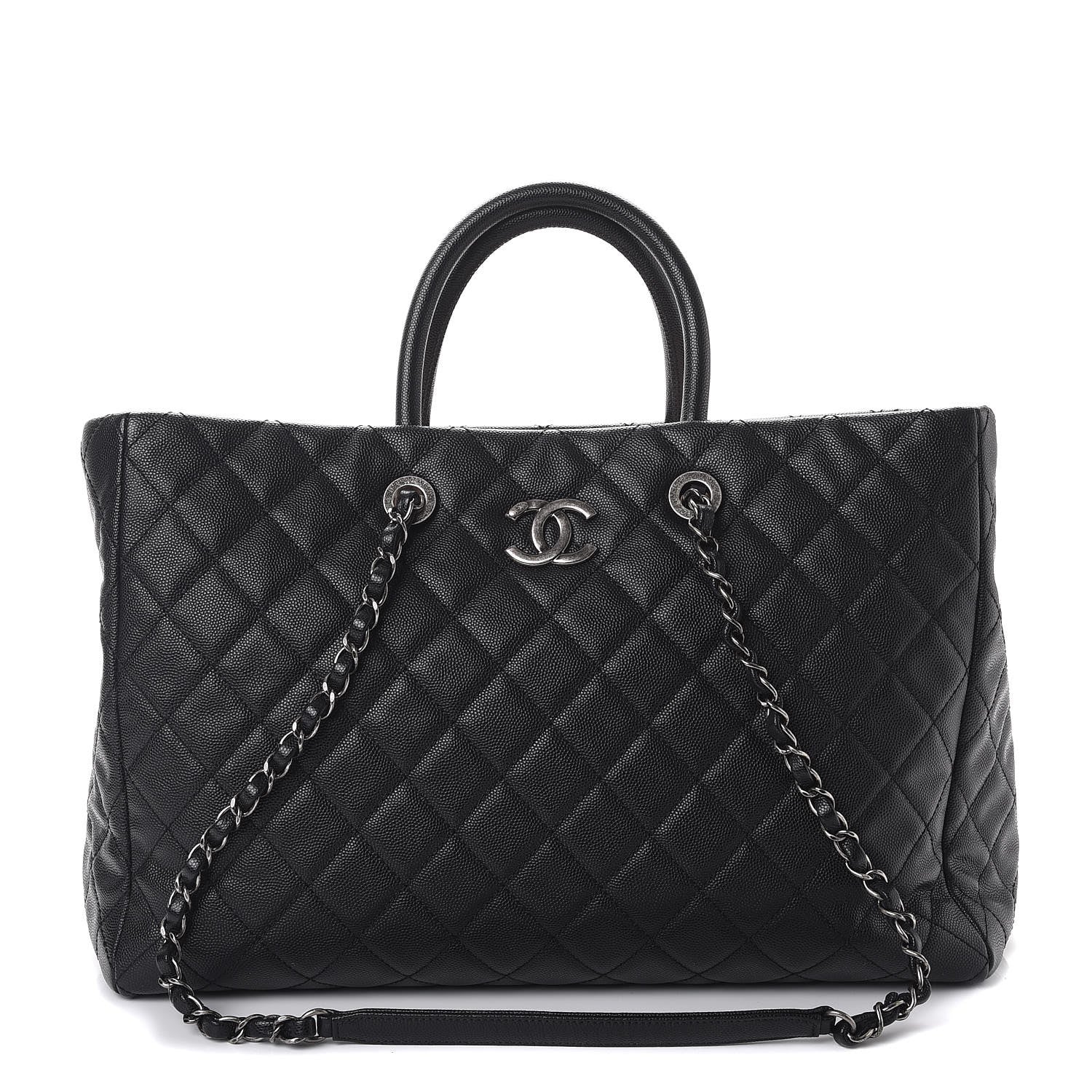 Chanel Caviar Quilted Large Coco Handle Shopping Tote Black 1 of 10