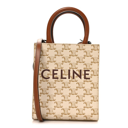 Celine Triomphe Canvas Calfskin Mini Vertical Cabas White 1 of 9