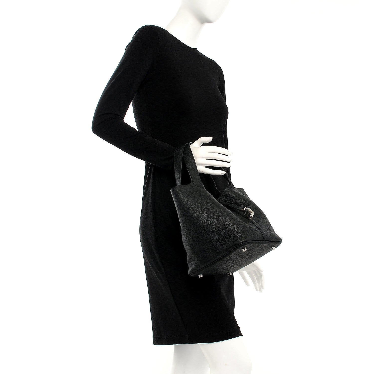 Hermes Taurillon Clemence Picotin Lock 22 MM Black 2 of 7