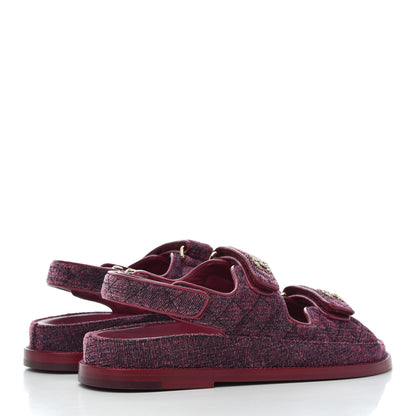 Chanel Velvet Velcro Dad Sandals 37 Pink 4 of 9