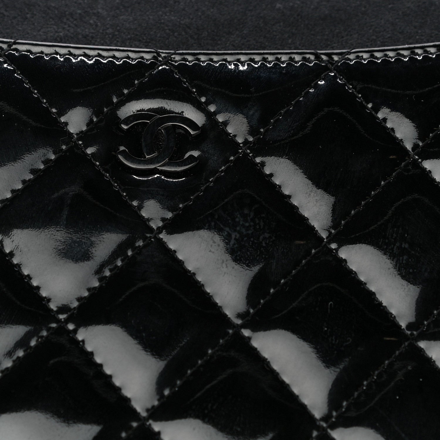 Chanel Patent Quilted iPad Case Black 9 of 12