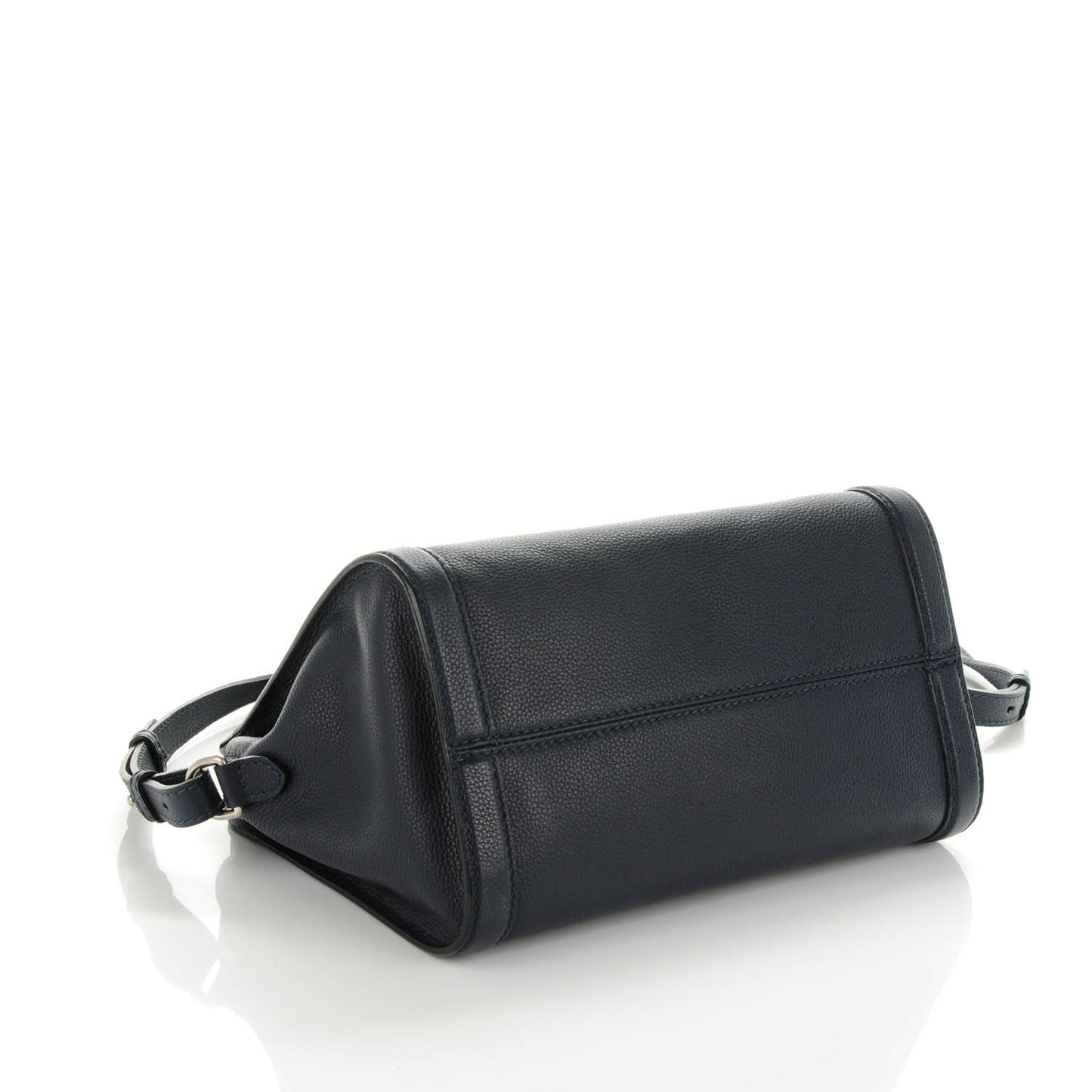 Pebbled Calfskin Small Skull Padlock Zip Around Tote Navy