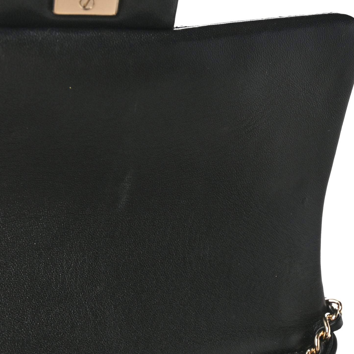 Lambskin Quilted Mini Top Handle Rectangular Flap Black