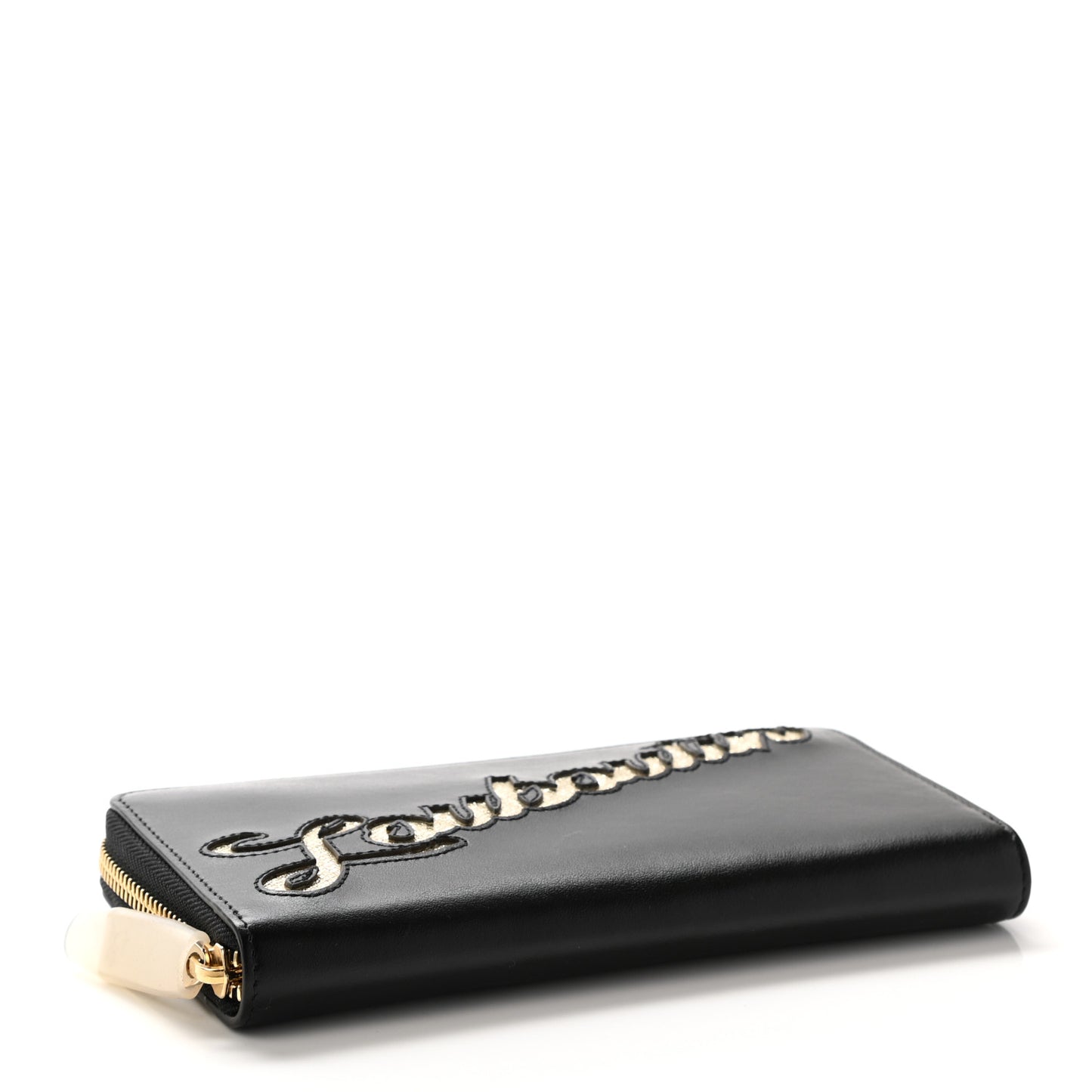 Calfskin Panettone Logo Zip Around Wallet Black Platine