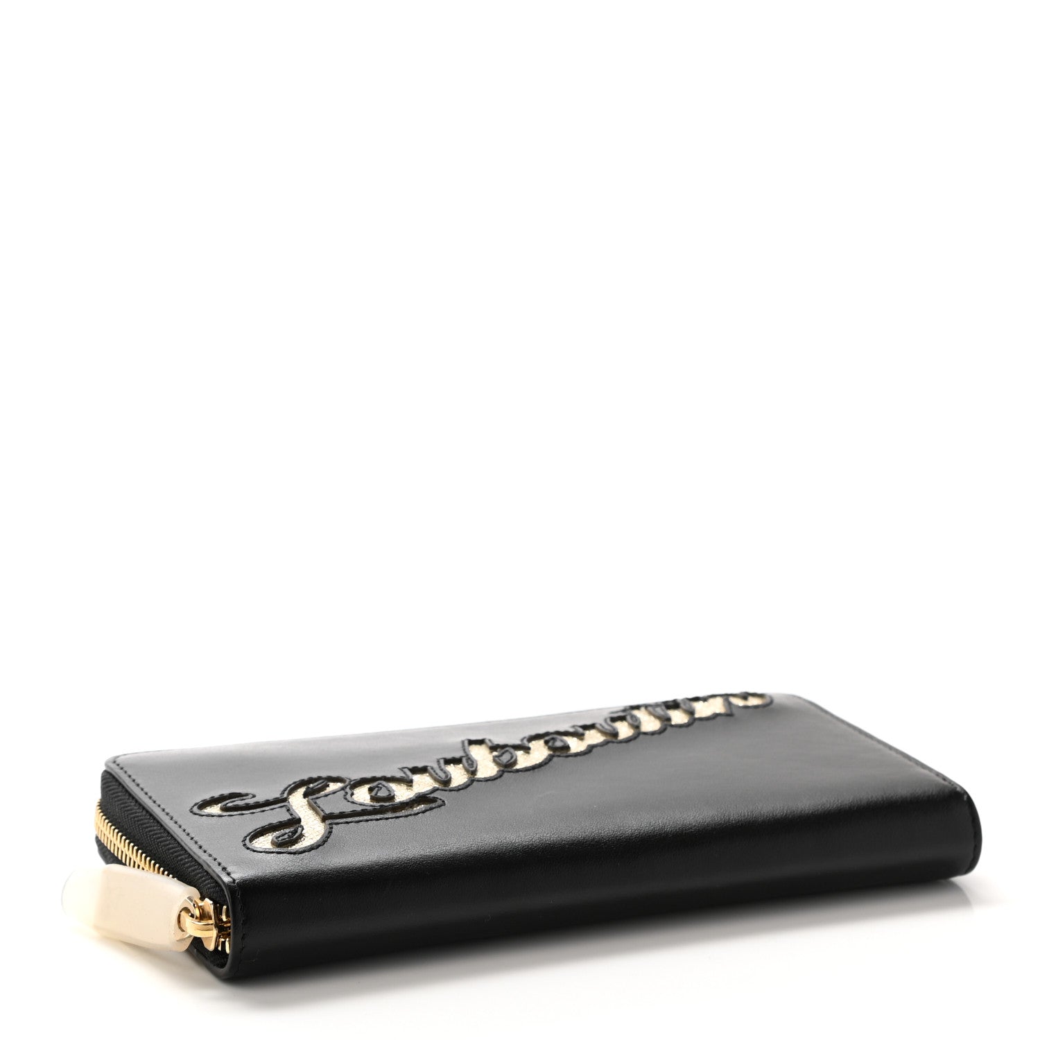 Christian Louboutin Calfskin Panettone Logo Zip Around Wallet Black Platine 4 of 8