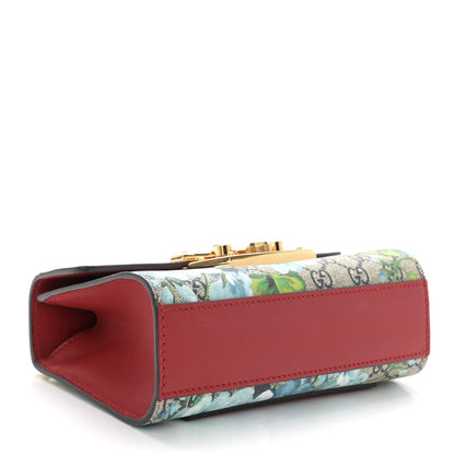 Gucci GG Supreme Monogram Blooms Small Padlock Shoulder Bag Beige Blue Navy Hibiscus Red 4 of 12