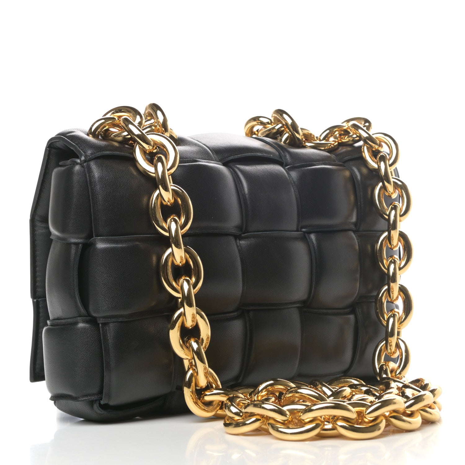 Bottega Veneta Lambskin Maxi Intreccio Padded Chain Cassette Crossbody Bag Black 3 of 8