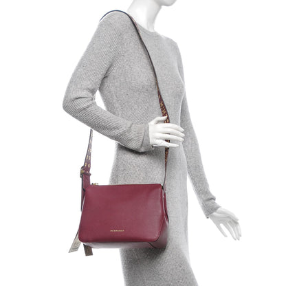 Burberry Soft Grain Calfskin House Check Small Helmsley Crossbody Dark Plum 2 of 8
