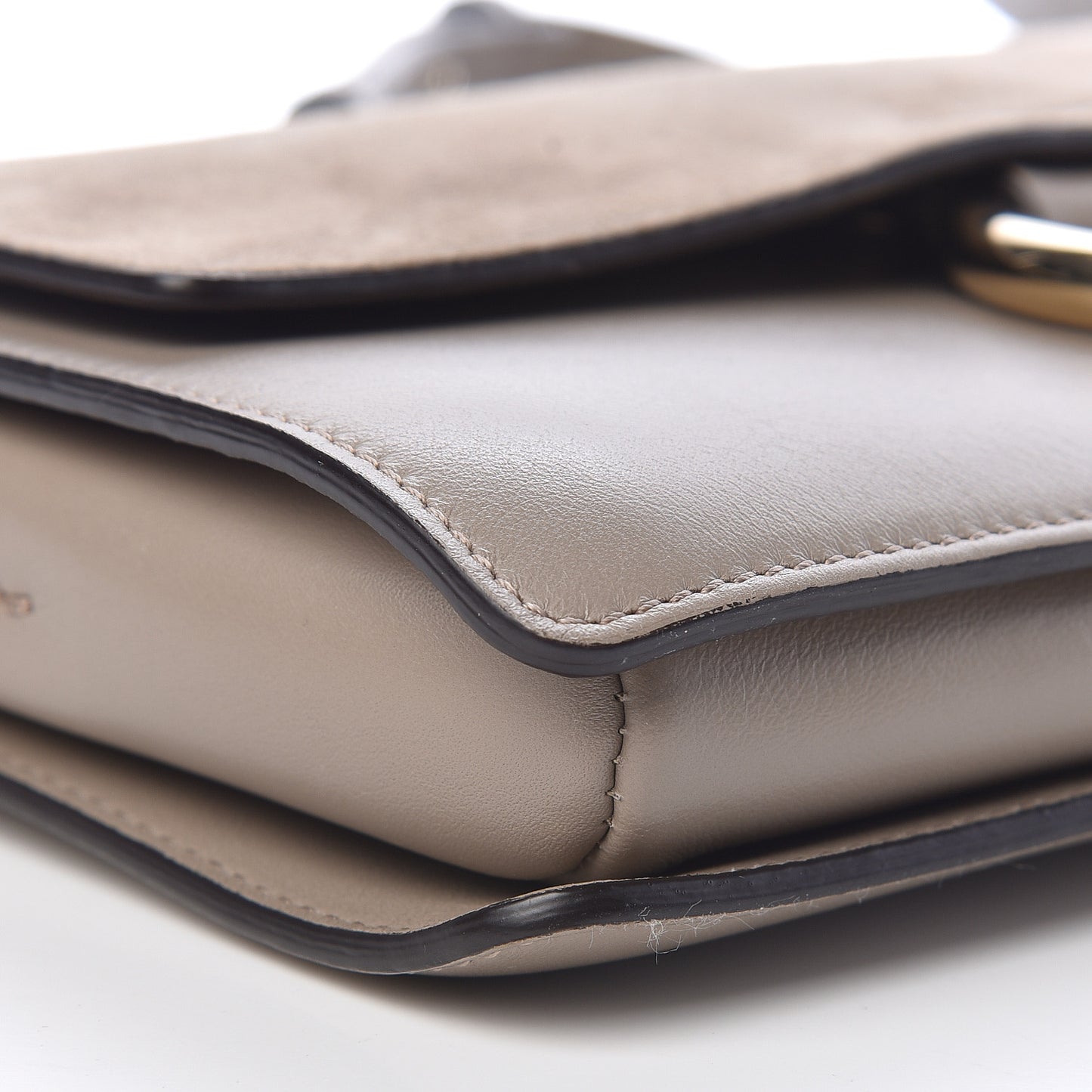 Suede Calfskin Small Faye Shoulder Bag Motty Grey