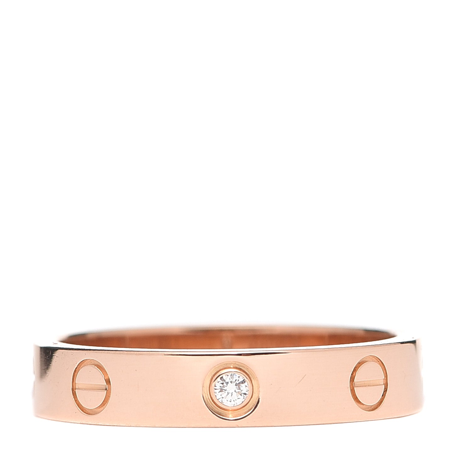 18K Pink Gold Diamond 4mm LOVE Wedding Band Ring 56 7.5