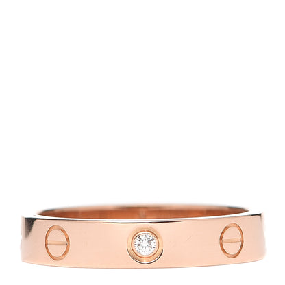 Cartier 18K Pink Gold Diamond 4mm LOVE Wedding Band Ring 56 7.5 1 of 4