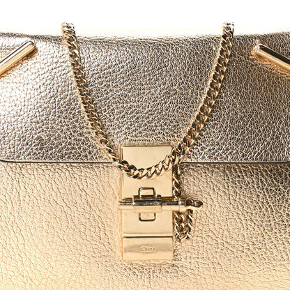 Chloe Metallic Grained Goatskin Nano Drew Shoulder Bag Abstract Gold 7 of 9