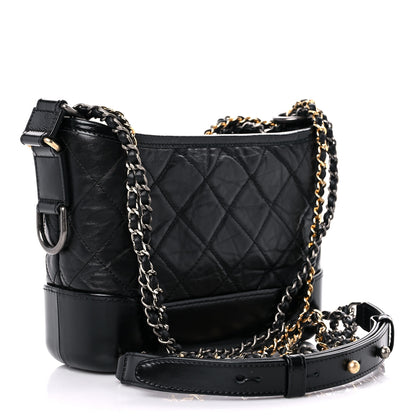 Chanel Aged Calfskin Quilted Small Gabrielle Hobo Black 3 of 11