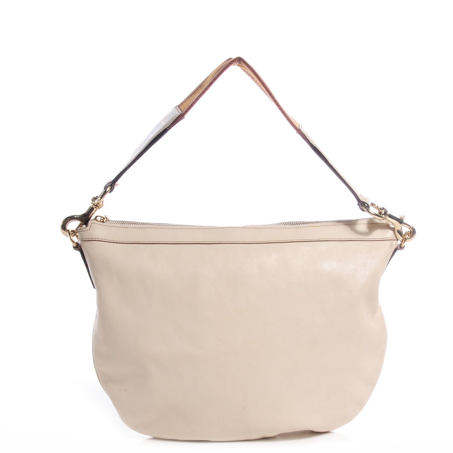 Leather Web Strap Hobo Off White