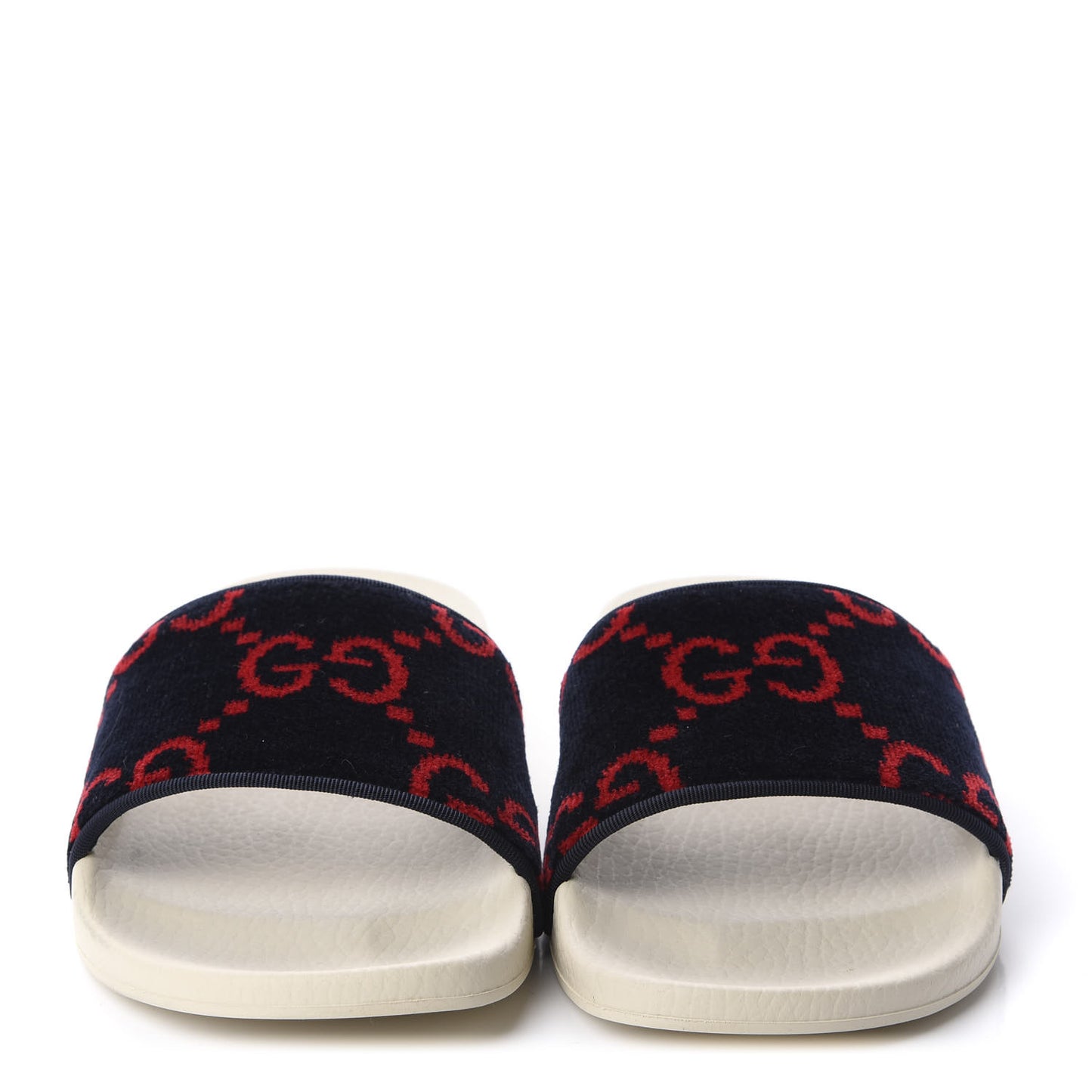 Velvet GG Monogram Slide Sandals 39 Blue Red