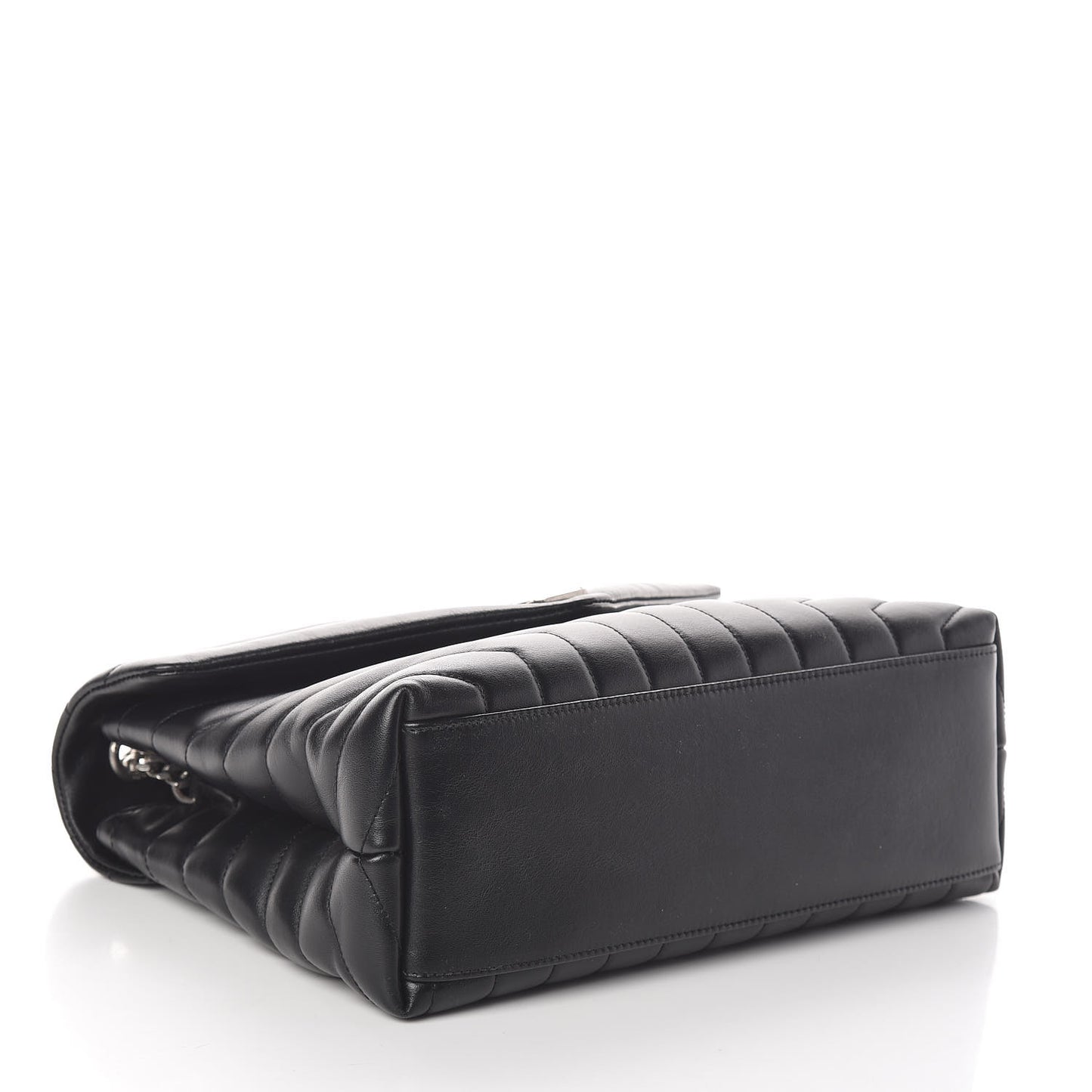 Calfskin Y Quilted Monogram Medium Loulou Chain Satchel Black