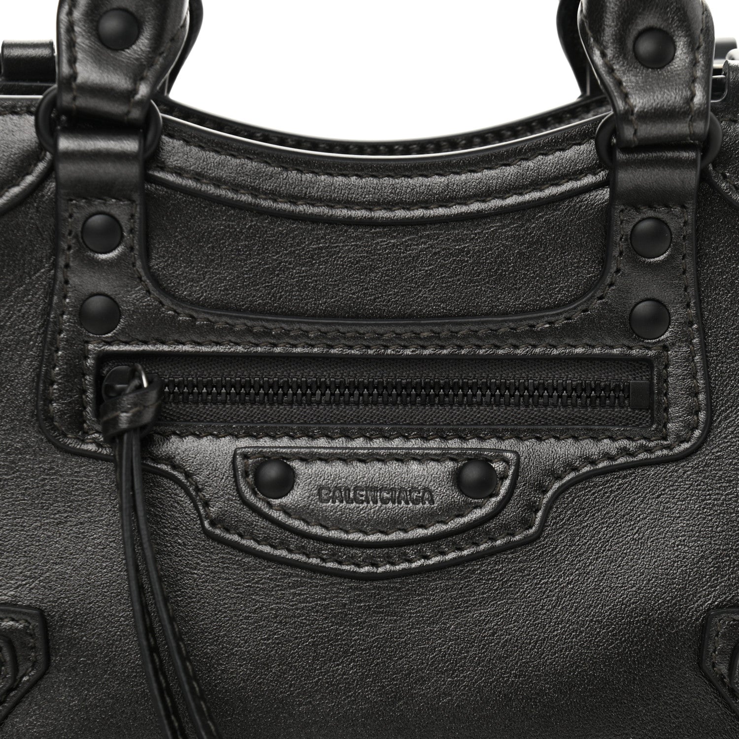 Balenciaga Smooth Calfskin Neo Classic Black Hardware Mini City Gunmetal 7 of 10