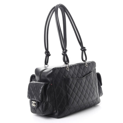Chanel Calfskin Quilted Large Cambon Multipocket Reporter Black White 3 of 12