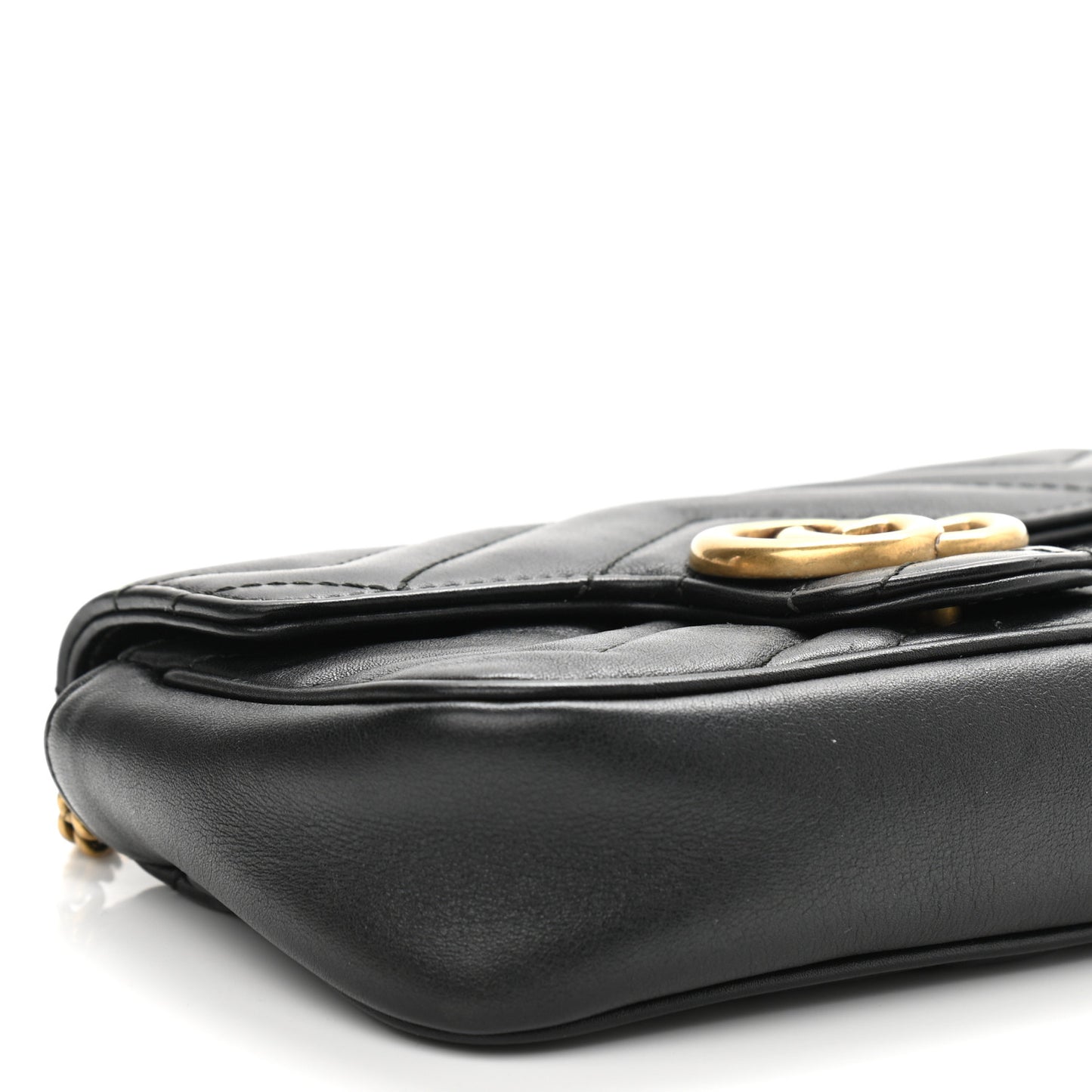 Calfskin Matelasse Super Mini GG Marmont Shoulder Bag Black