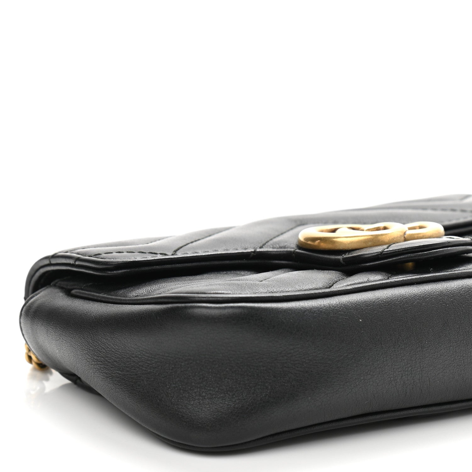 Gucci Calfskin Matelasse Super Mini GG Marmont Shoulder Bag Black 9 of 11