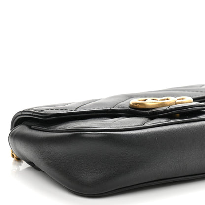 Gucci Calfskin Matelasse Super Mini GG Marmont Shoulder Bag Black 9 of 11