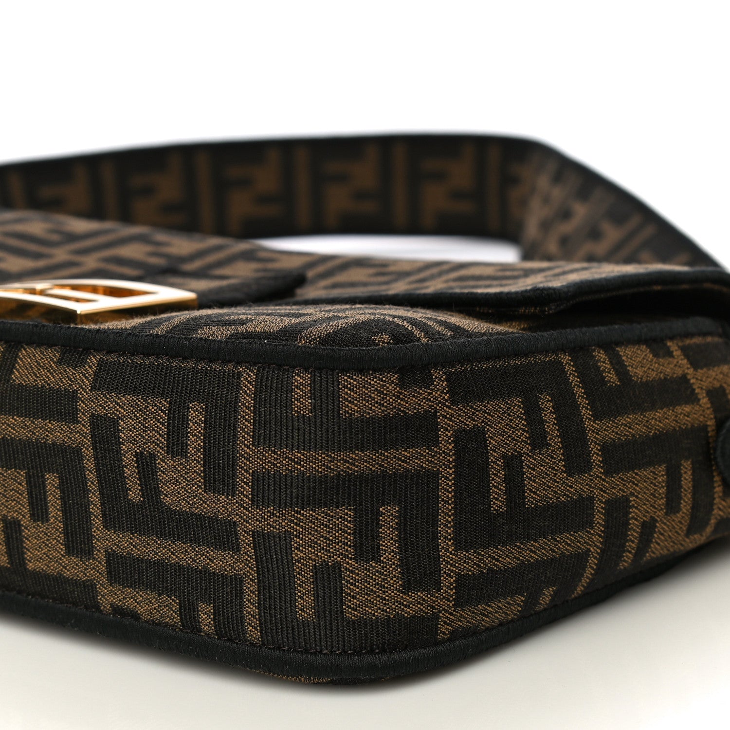 Fendi Fabric Jacquard FF 1974 Medium Baguette Tobacco Moro Black 12 of 12
