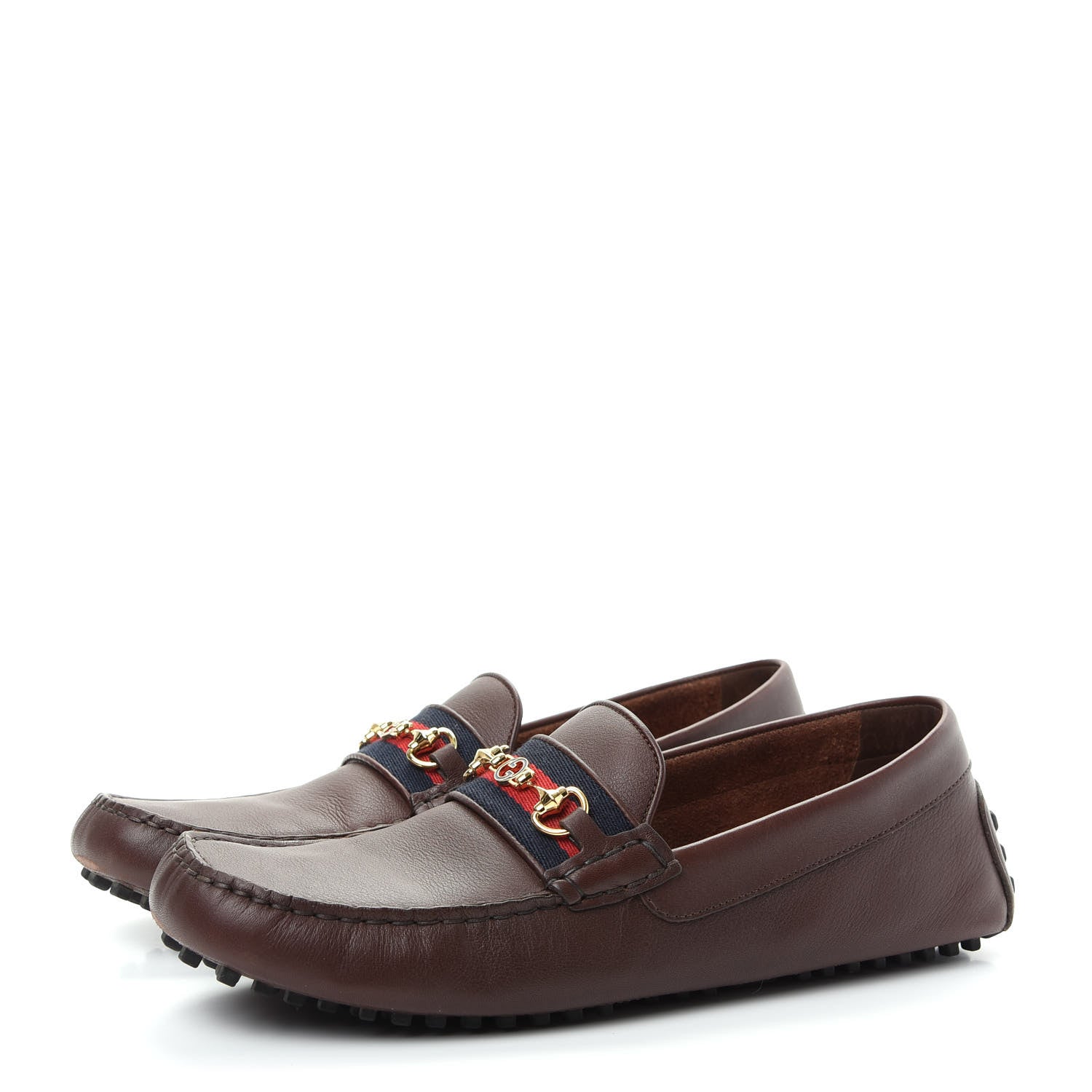 Gucci Soft Clove Calfskin Web Mens Horsebit Driver Loafers 10.5 Cocoa 3 of 11