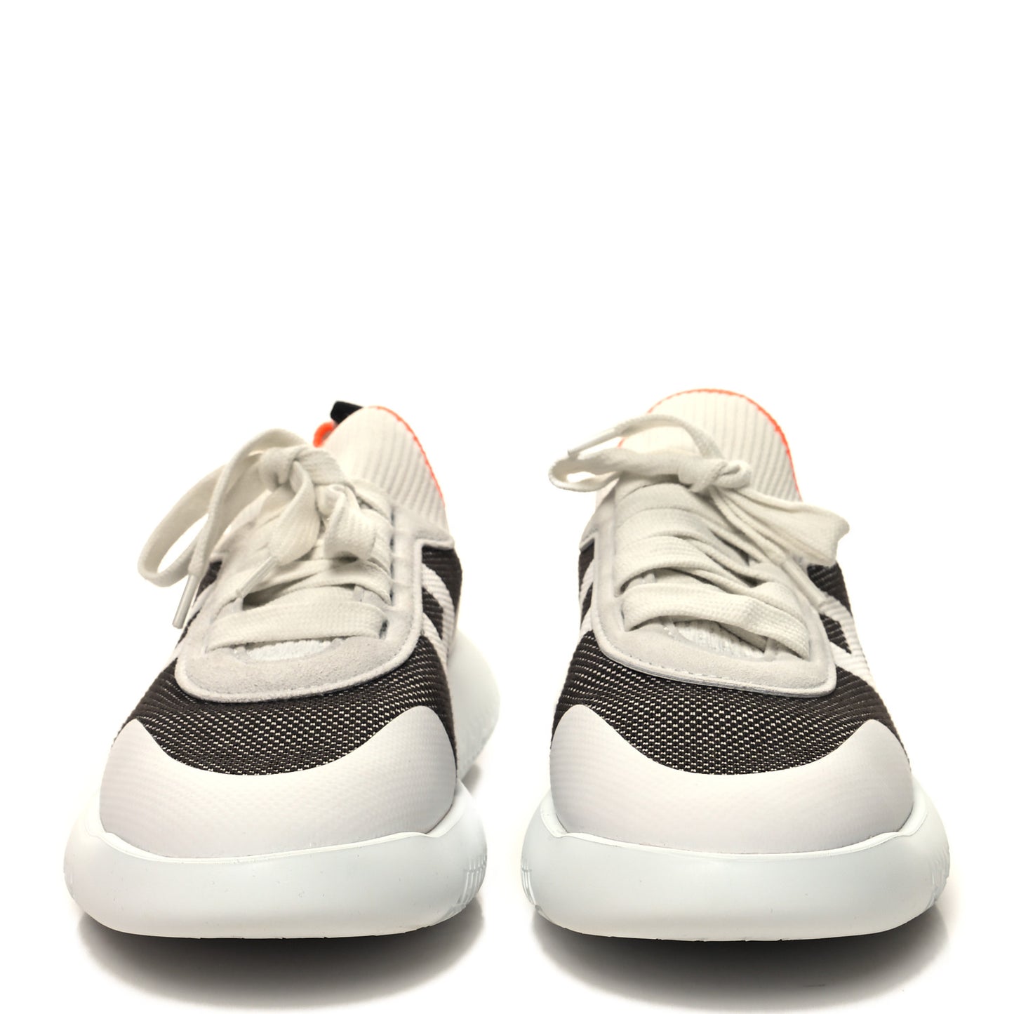 Knit Suede Goatskin Womens Crew Sneakers 38.5 Prunoir White