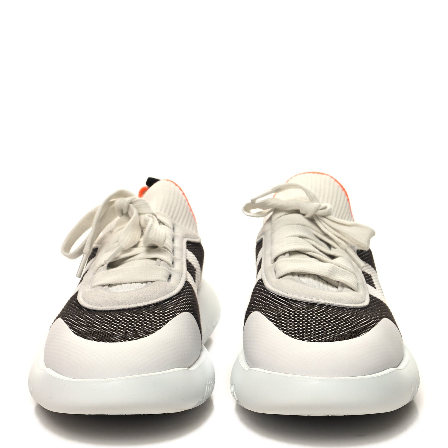 Hermes Knit Suede Goatskin Womens Crew Sneakers 38.5 Prunoir White 2 of 8