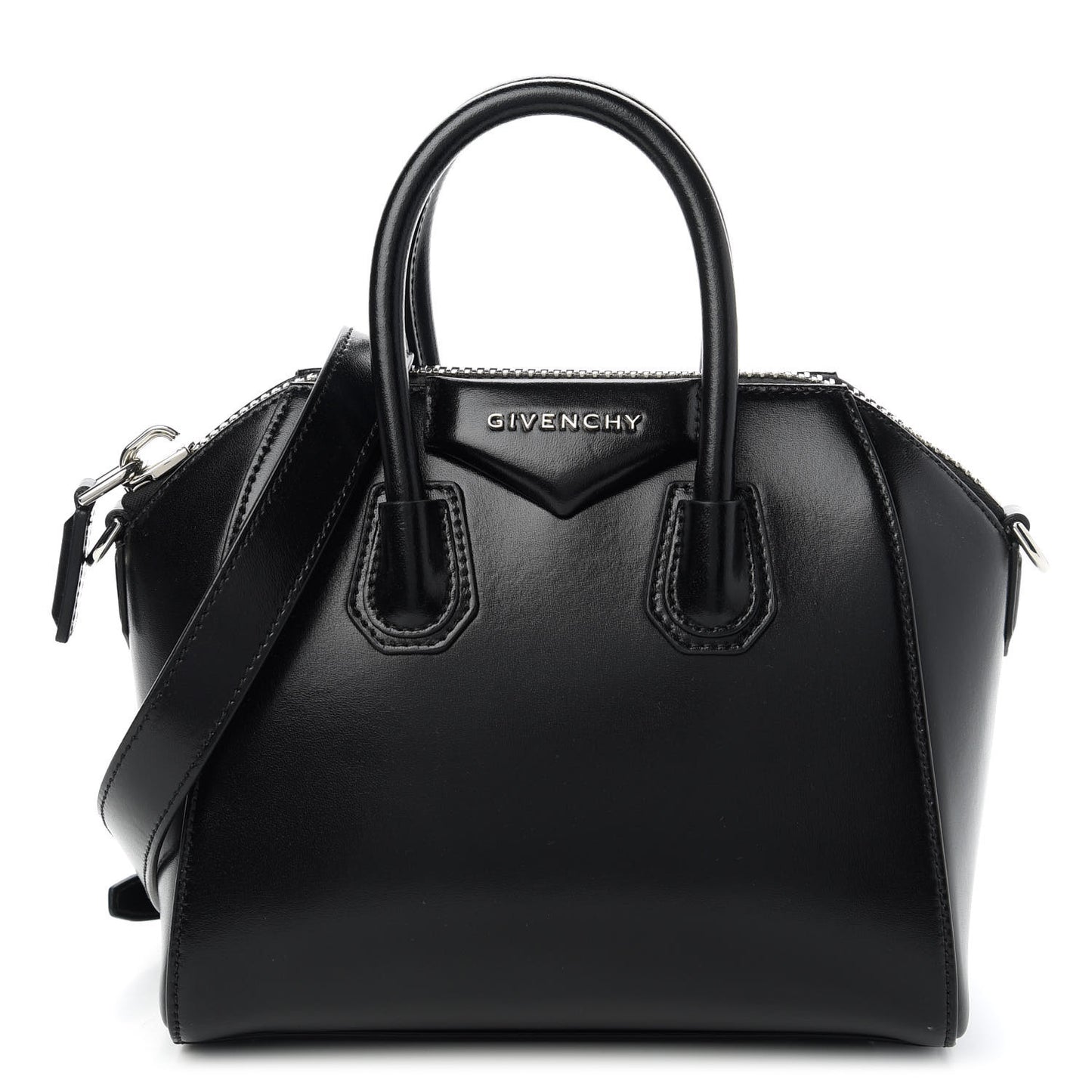 Shiny Lord Calfskin Mini Antigona Black