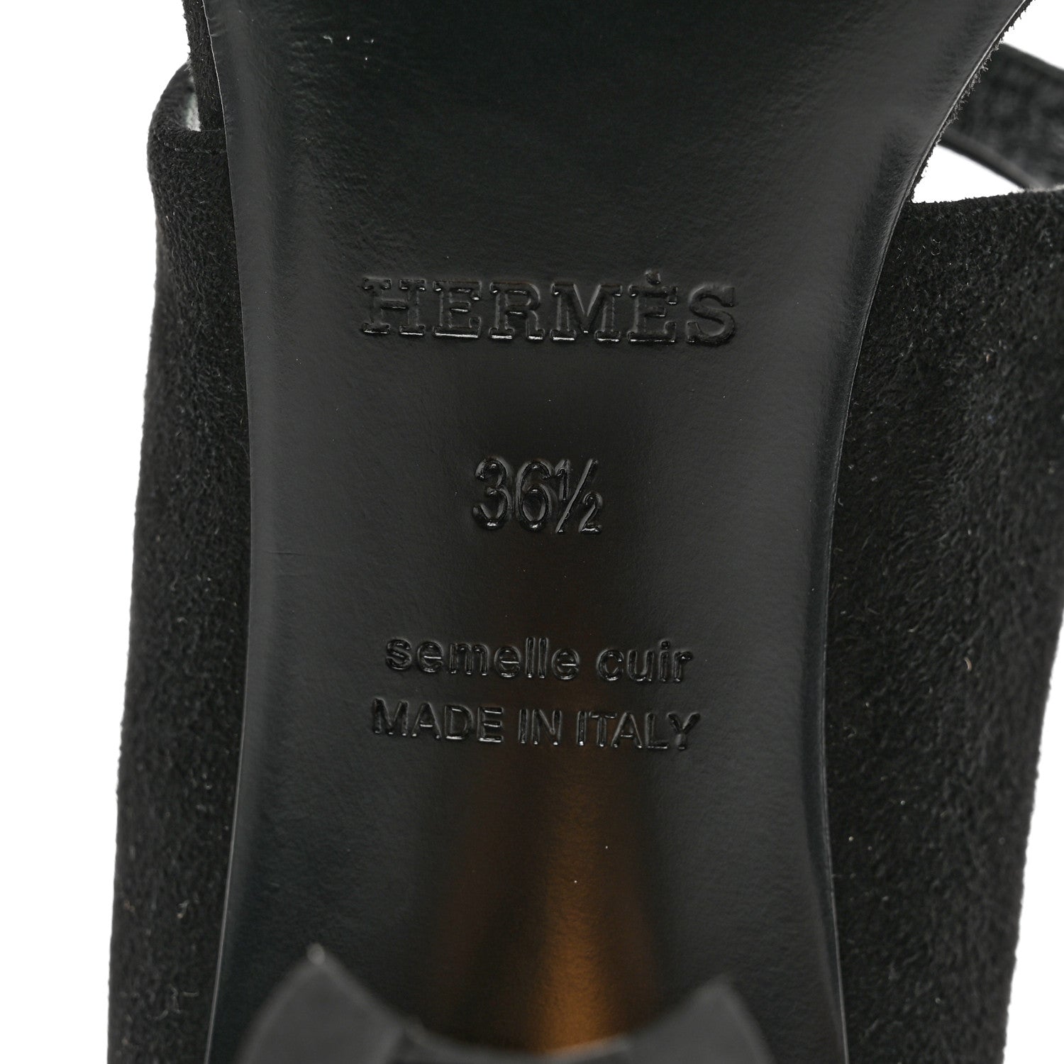 Hermes Velvet Goatskin Muse 80 Sandals 36.5 Black 6 of 8