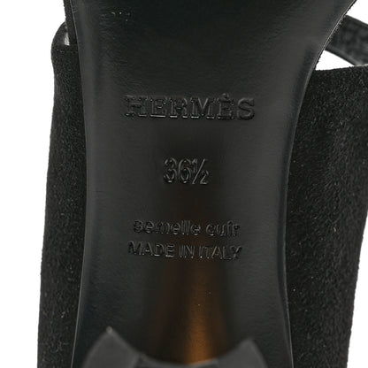 Hermes Velvet Goatskin Muse 80 Sandals 36.5 Black 6 of 8