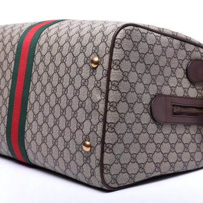 Gucci GG Supreme Monogram Textured Dollar Calfskin Web Medium Ophidia Carry-On Duffle Bag Beige Ebony New Acero 7 of 16