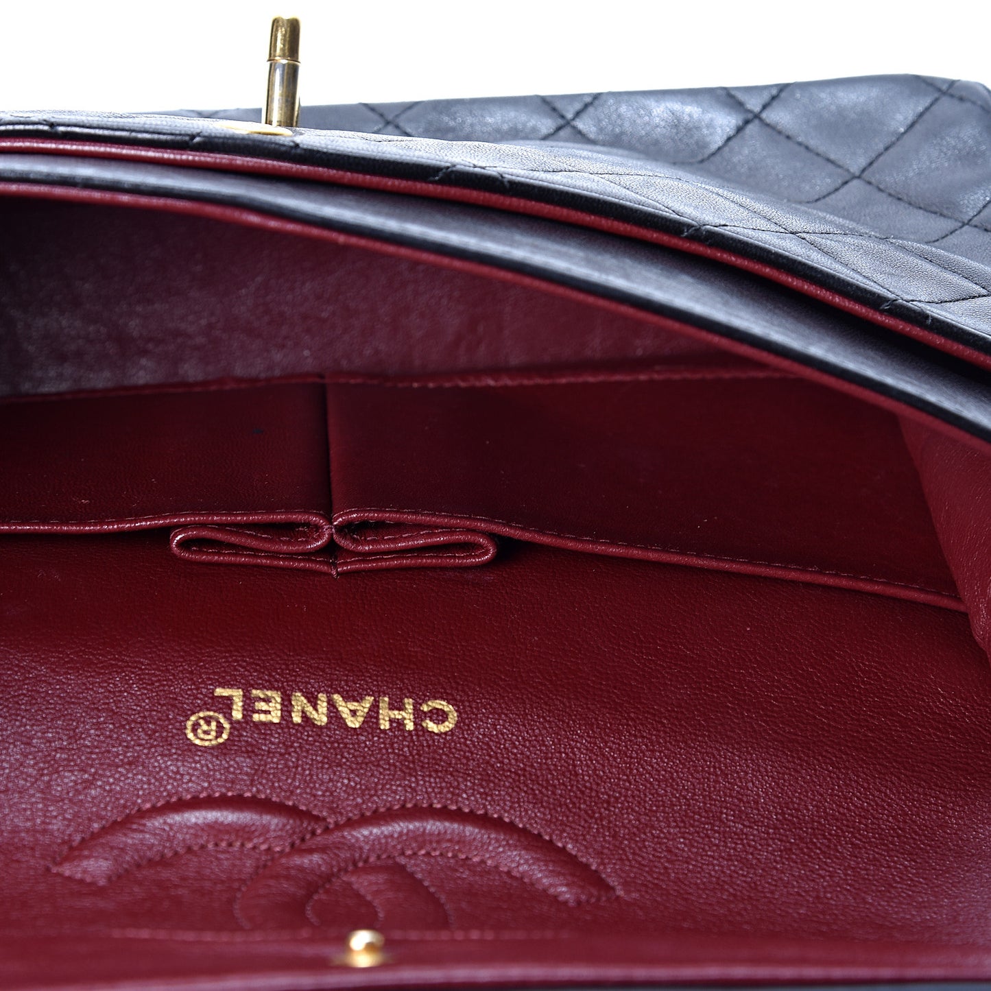 Lambskin Quilted Medium Double Flap Black