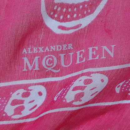 Alexander McQueen Silk Chiffon Skull Scarf Fuxia 3 of 5